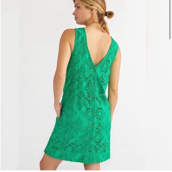 Anthropologie by Anthro Green Lace Mini Shift Dress Large with pockets!!! - Picture 3 of 8